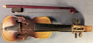 Antique Paper Mache Miniature Violin in Case,  Made in Austria 4