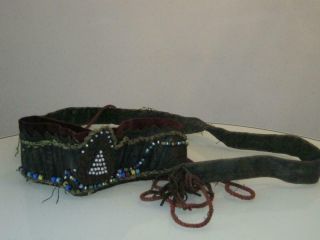 Stunning Antique Native American Leather Beaded Head Ware