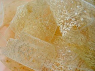 A Delightful Length Of Antique Victorian Fine Bridal Lace C.  1890