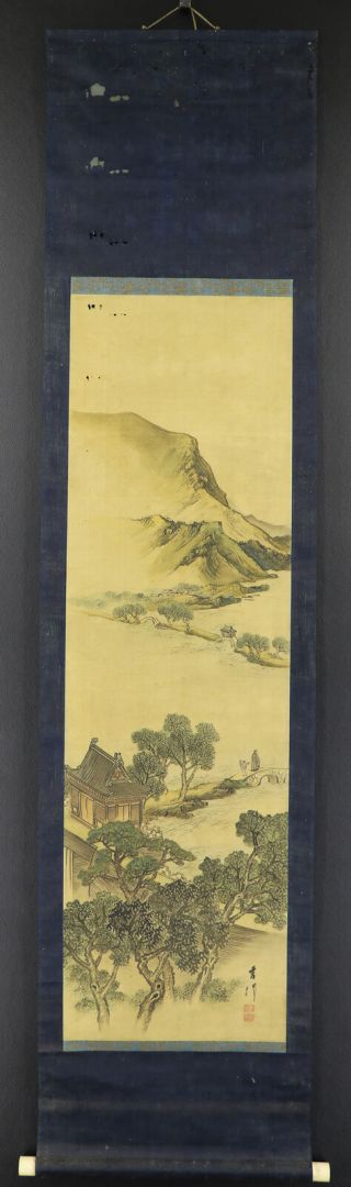 JAPANESE HANGING SCROLL ART Painting Sansui Landscape Asian antique E7123 2