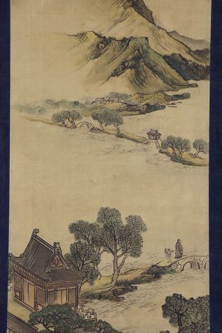 JAPANESE HANGING SCROLL ART Painting Sansui Landscape Asian antique E7123 4