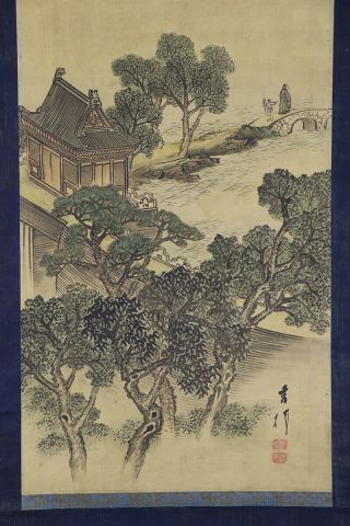 JAPANESE HANGING SCROLL ART Painting Sansui Landscape Asian antique E7123 5