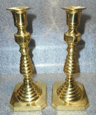 Pair Solid Brass Antique Beehive Design Candle Stick