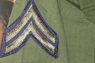 Post WWII US Army Corporal 1947 Herringbone Shirt Jacket w/ Service No.  F 2040 6