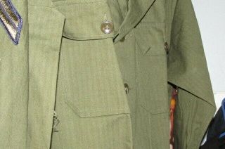 Post WWII US Army Corporal 1947 Herringbone Shirt Jacket w/ Service No.  F 2040 7