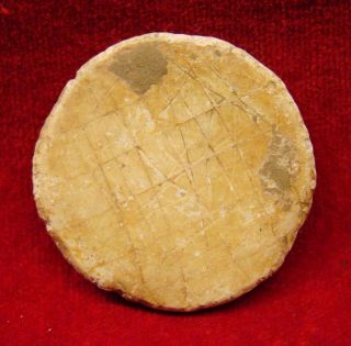 Large Dug Lead Poker Chip With Incised Decoration By Soldier.  Civil War Gambling