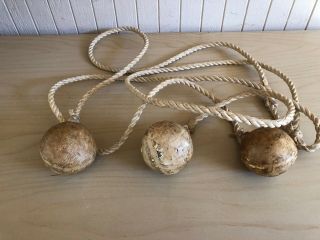 Set Of Vintage Handmade Bolas - Leather And Rawhide Rope - Well Made Scarce