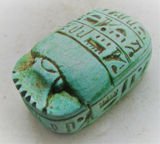 Scarce Ancient Egyptian Faience Scarab With Ushabti And Scarab Inside 700 - 300bce