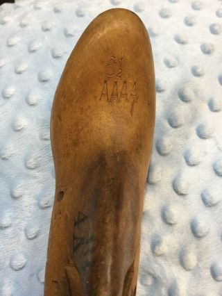 Vintage Wooden Shoe Last Form Mold Size 6 1/2 (4A) 5