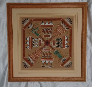 Authentic Navajo Sand Painting - Buffalo By Foster - Native American Art