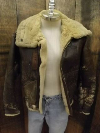 Orig Werber Leather Shearling WWII Army Air Forces B - 3 Pilot Bomber Jacket 40R 3