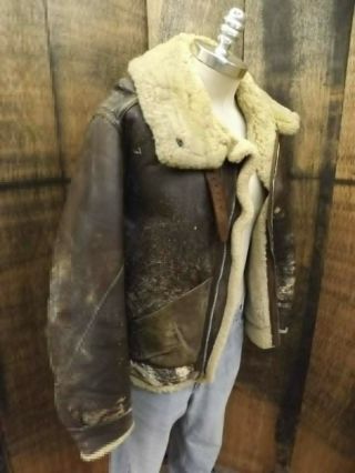 Orig Werber Leather Shearling WWII Army Air Forces B - 3 Pilot Bomber Jacket 40R 4