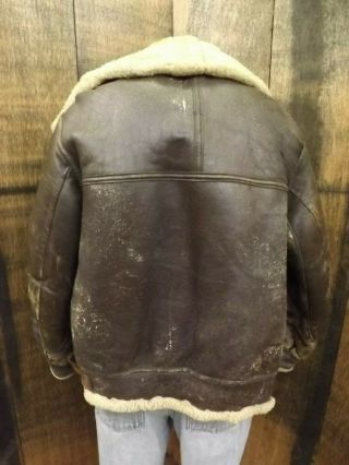 Orig Werber Leather Shearling WWII Army Air Forces B - 3 Pilot Bomber Jacket 40R 6