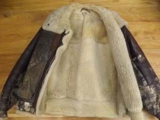 Orig Werber Leather Shearling WWII Army Air Forces B - 3 Pilot Bomber Jacket 40R 8