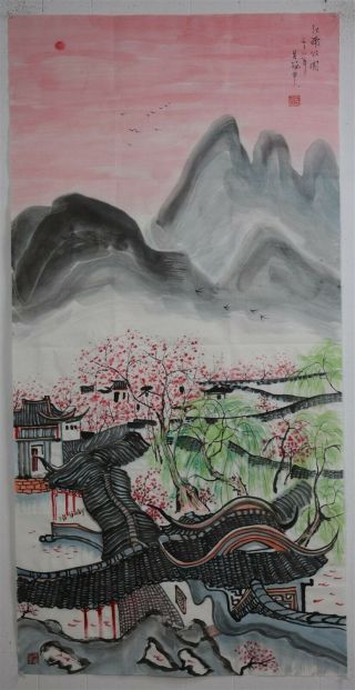 Elegant Large Chinese Painting Signed Master Wu Guanzhong O3799