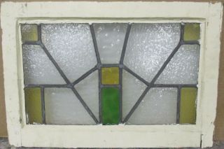 Old English Leaded Stained Glass Window Funky Geometric Design 22 " X 15 "
