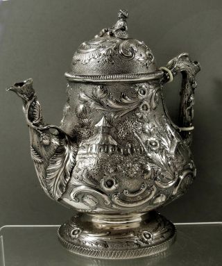 George B.  Sharp Sterling Coffee Pot C1860 Chinese - 43 Ounces