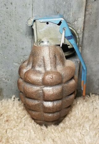 Vintage Military Hand Grenade Practice Blank Dummy Cast Iron Fuze M228 Pull Pin 2