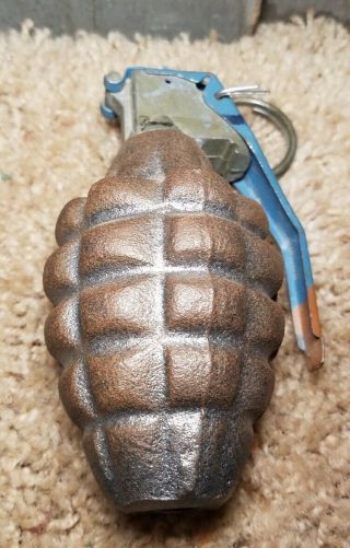 Vintage Military Hand Grenade Practice Blank Dummy Cast Iron Fuze M228 Pull Pin 4