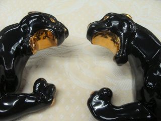 Rare 1950 ' s,  MCM Black Panther Wall Pockets Figurines 2 Pc Eames Era 3