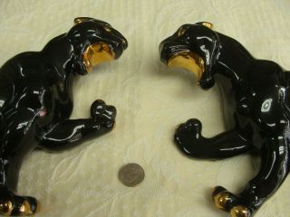 Rare 1950 ' s,  MCM Black Panther Wall Pockets Figurines 2 Pc Eames Era 4