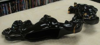 Rare 1950 ' s,  MCM Black Panther Wall Pockets Figurines 2 Pc Eames Era 7
