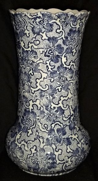 Umbrella Stand,  Cane Holder,  Blue & White,  Porcelain,  Maddoccks,  Nj,  1890,  22 " T