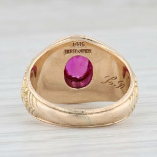 US Coast Guard Academy Class Ring - 14k Gold Synthetic Ruby Size 5.  5 Military 4