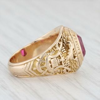 US Coast Guard Academy Class Ring - 14k Gold Synthetic Ruby Size 5.  5 Military 5