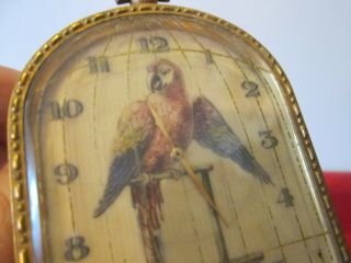 Antique Miniature FIGURAL BIRD CAGE w/ PARROT - DESK CLOCK - - SWISS 3