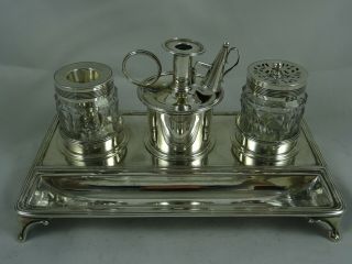 Rare,  George Iii Solid Silver Ink Stand,  1801,  637gm