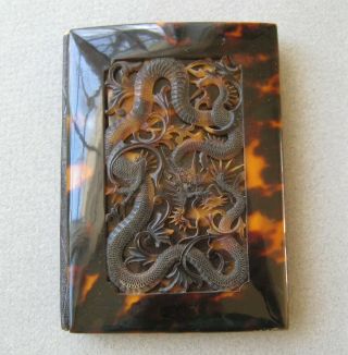 Faux Tortoise Card Case 19thc Antique Chinese Carved Shell