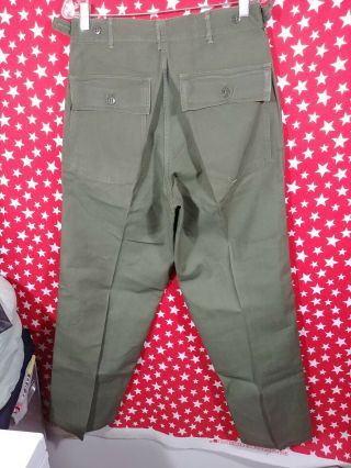Vtg OG - 107 Military Pants 30 x 32 patch pockets field army 8405 - 222 - 1947 Sateen 3