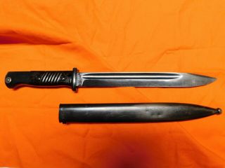 Wwii German K98 Mauser Rifle Bayonet W/ Matching Scabbard 1941 Asw,  Ww2