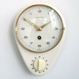 Hettich Wall Clock Kitchen Timer Mid Century Vintage 1950s Germany Ceramic Glass