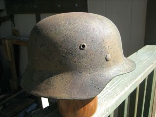 W.  W.  2 German Camo Helmet With Liner M - 35 Liner Band Marked 1937.