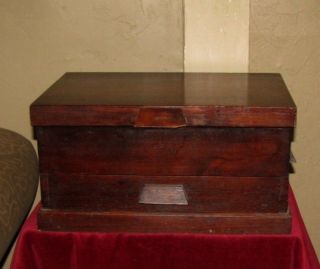 Antique Silverware Storage Box Treasure Chest Drawer Wood Case Vintage Primitive