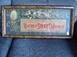 Antique Framed Victorian Home Sweet Home Cross Stitch 1877 Frank Robbins Photo