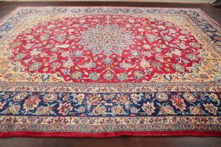 Vintage Najafabad Floral Oriental Area Rug Hand - Knotted Wool Red Carpet 10x13