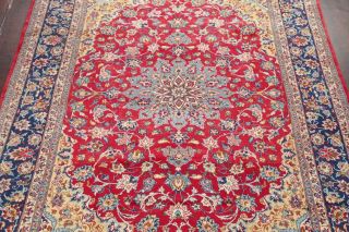 VINTAGE Najafabad Floral Oriental Area Rug Hand - Knotted Wool RED Carpet 10x13 4