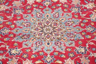 VINTAGE Najafabad Floral Oriental Area Rug Hand - Knotted Wool RED Carpet 10x13 5