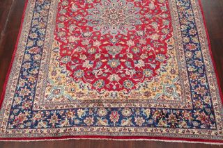 VINTAGE Najafabad Floral Oriental Area Rug Hand - Knotted Wool RED Carpet 10x13 6