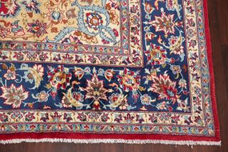 VINTAGE Najafabad Floral Oriental Area Rug Hand - Knotted Wool RED Carpet 10x13 7