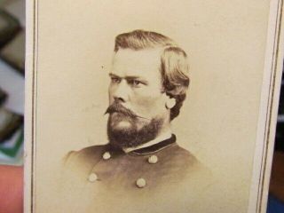 Civil War Officer With Twisted Mustache Cdv Photograph