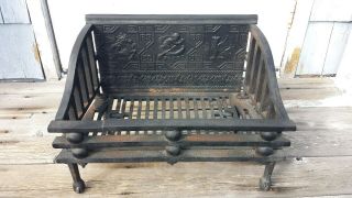 Antique Cast Iron Coal Basket Fireplace Grate Log Holder Insert