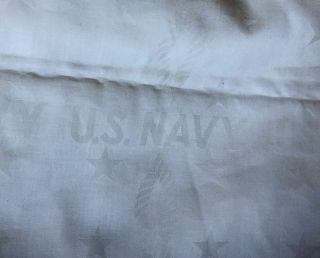 Vintage Us Navy Tablecloth White Damask 83 " X 78 "