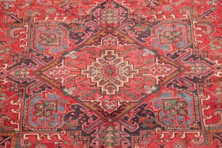 Semi - Antique Geometric Red/pink Heriz Goravan Area Rug Oriental Carpet Wool 7x10