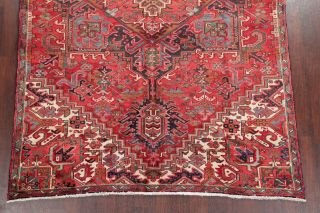 SEMI - ANTIQUE Geometric RED/PINK Heriz Goravan Area Rug Oriental Carpet WOOL 7x10 5