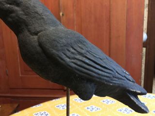 Vintage Halloween Paper Mache Pulp BLACK RAVEN/Crow DECOY w/base Primitive AAFA 3