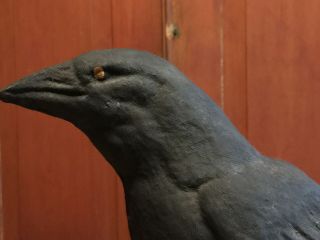 Vintage Halloween Paper Mache Pulp BLACK RAVEN/Crow DECOY w/base Primitive AAFA 6